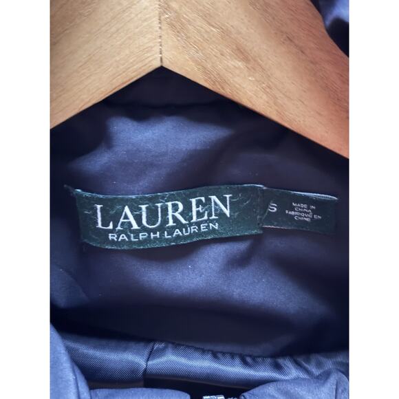 Lauren Ralph Lauren S Down Coat Jacket Navy Puffer Toggles Faux Fur Hood - Picture 6 of 9